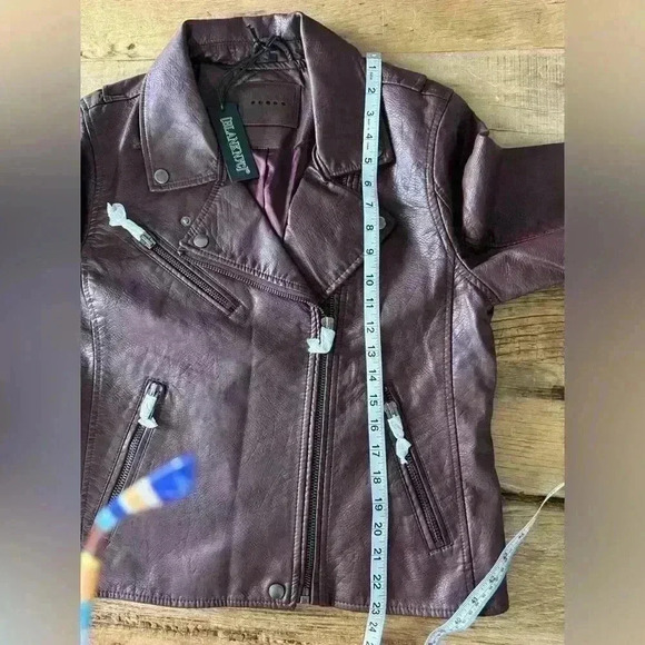 NWT Blank NYC Vegan Leather Moto Jacket ~ Large ~ Burgundy/Maroon - Picture 9 of 9